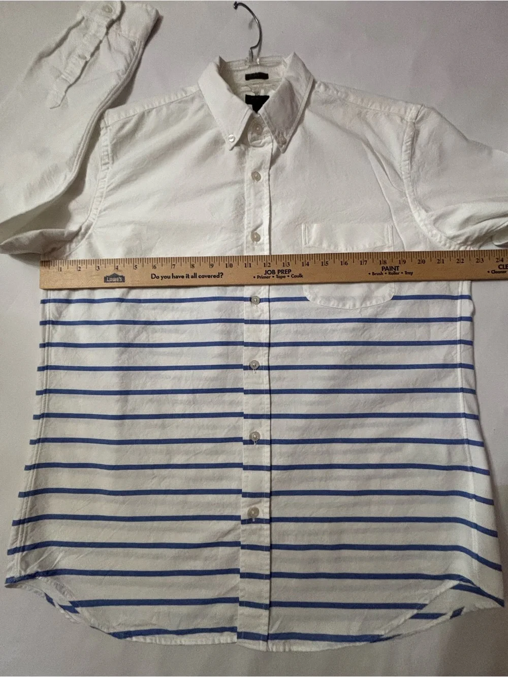 J.Crew Men’s Nautical Striped Oxford Button-Down Shirt – White/Blue - Size L